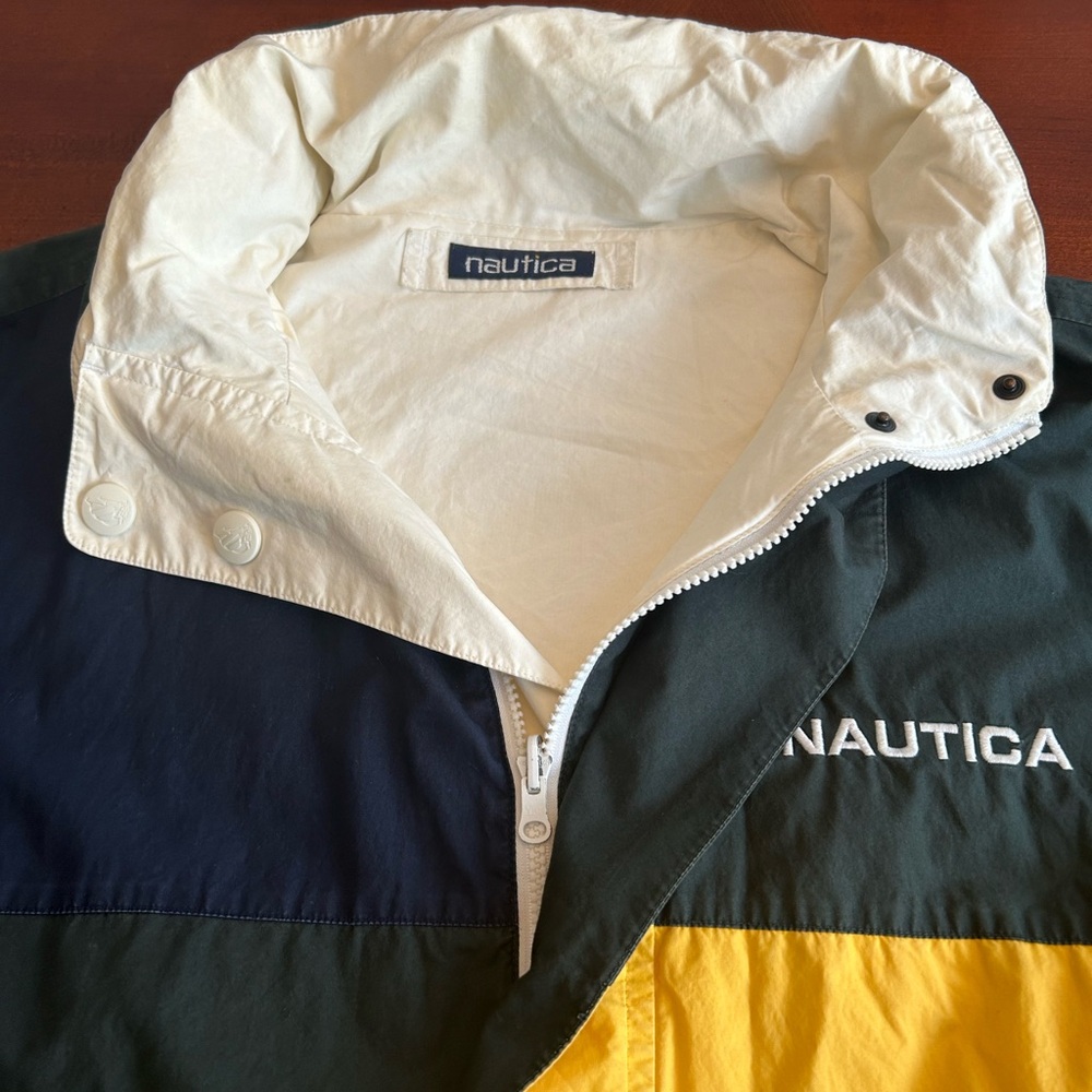 Vintage Nautica Men’s Medium-weight Reversible Rain Jacket with hooded collar - Picture 2 of 16